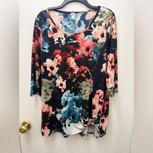 Honeyme Floral Long Sleeve Top - Multicolor